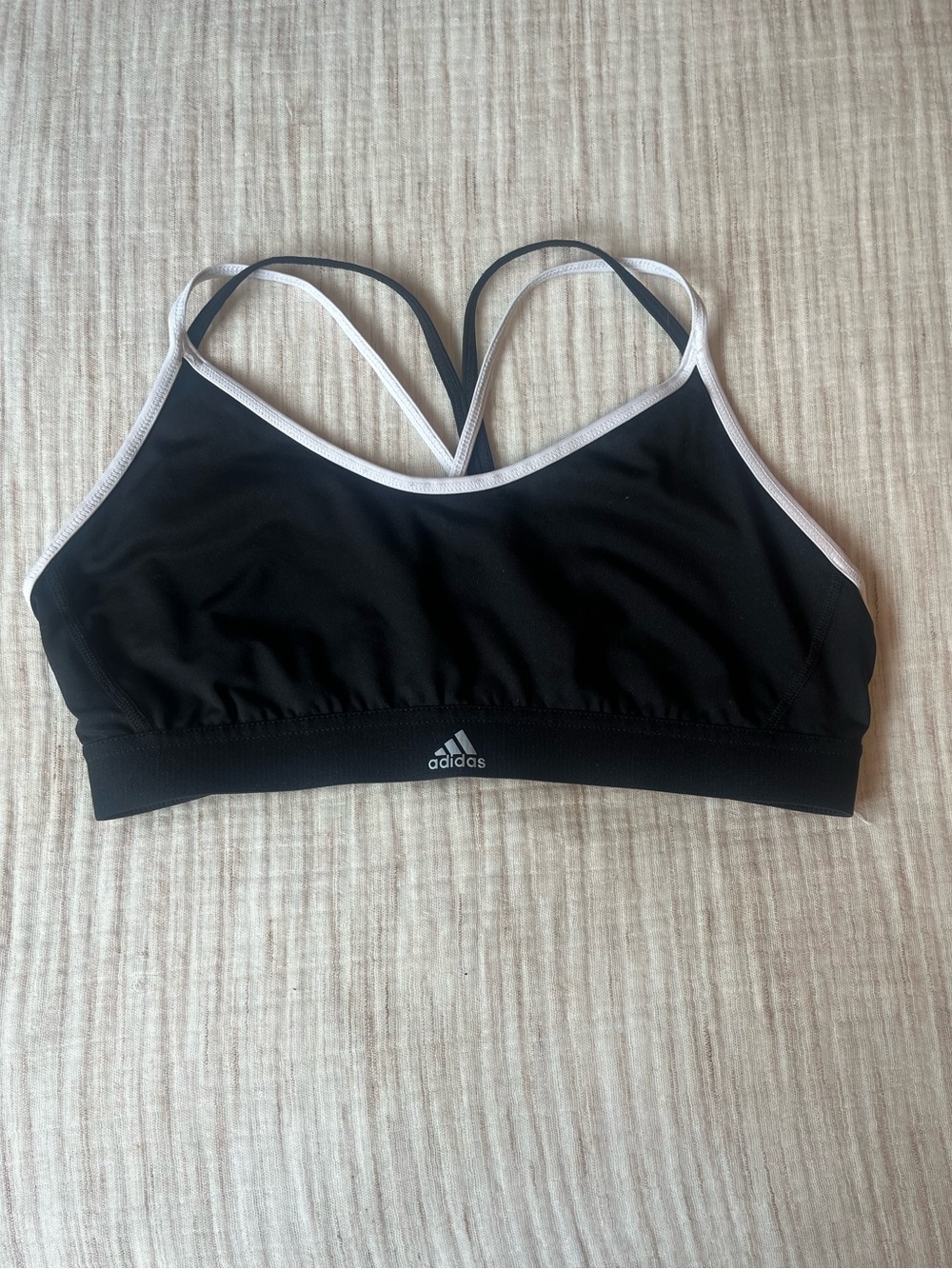 Adidas Black & White Strappy Sports Bra Size Medium